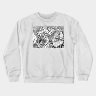 Handmade Illustration drawing of heart flowers and chain Crewneck Sweatshirt